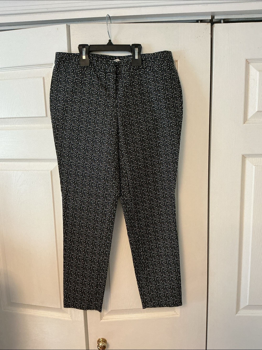 Dalia Collection Black Cropped Pants with White Dot Print